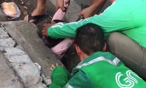 Rescuing a Little Girl that Fell into a Sewer