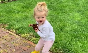 Girl Loves Her Little Chicken