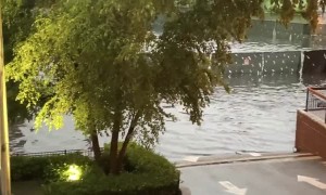 Extreme flooding in Hoboken, NJ after heavy rain storm