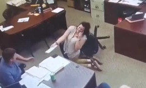 Co-Worker Rolling Office Chair Tips Over