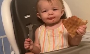 First Slice of Pizza Brings Precious Smile