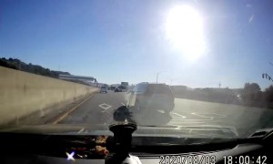 Wheel Bounces Over Barrier