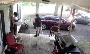 Delivery Driver Leaves Car in Drive