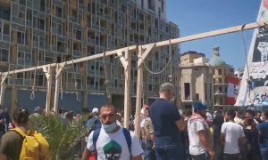 Protesters in Beirut set up symbolic nooses for corrupt politicians