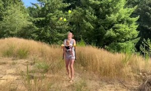 Mom Juggles 5 Balls While Holding Baby