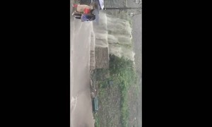 Monsoonal Rains Makes Road in the Himalayan Foothills Difficult to Pass