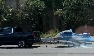 Truck Drags Jet Ski Down Expressway