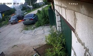Car Unexpectedly Combusts on Road