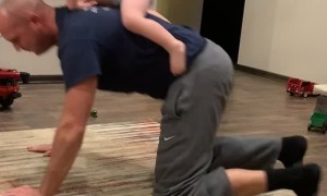 Bucking Bull With Amazing Dad Reflexes