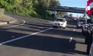 Pro Trump Rally Snakes Along Highway for Miles