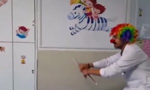 Doctor dresses up to play with his patient