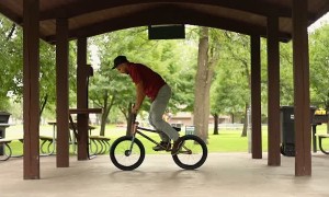 Dude Nails Incredible Kick Flip on Bike