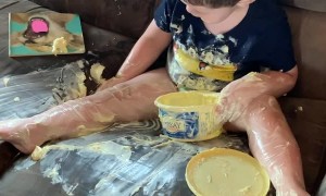 Toddler Makes a Buttery Mess