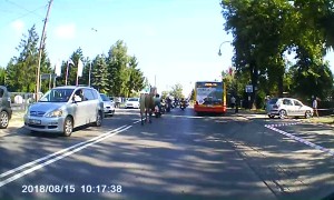 Horse Attacks a Group of Motorcyclists