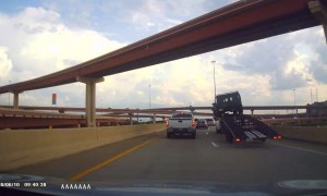 Top Heavy Trailer Causes Truck and Trailer to Tip