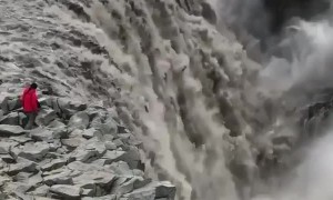 The immense power of the Dettifoss, a waterfall in Iceland