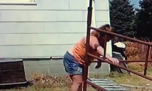 Lady Falls From 2nd Story Due to Ladder Slipping