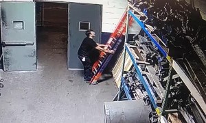 Slippery Surface Sends Man Crashing From Ladder