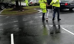 Guy in Handcuffs Attempts to Run After Totaling Car