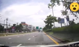 Flying Plastic Ice Bucket Lid Hits Car