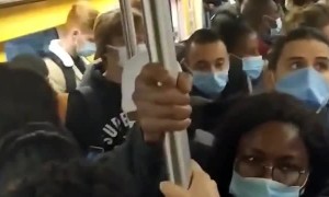 Paris Metro jam packed with people during Covid-19