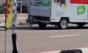 Large Boat Being Hauled Haphazardly