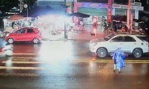 Motorcycle Sent Flying After Stopping at Red Light