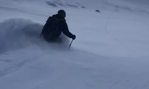 Skier Carves Fresh Powder in Beautiful Switzerland