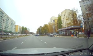 Cars Slams on Breaks to Avoid Woman Crossing Road