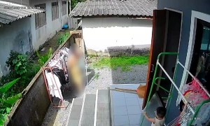 Mother Shocked When Son Slips Down Steps