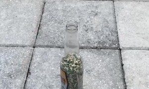 Glass Bottle Match Experiment Ends in Flames