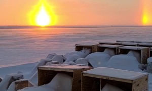 Arctic Sun Dog Creates Beautiful Sunset Illusion