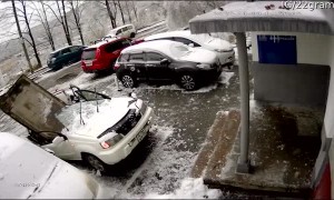 Concrete Block Crushes Car