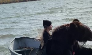 Woman Has a Fishing Trip with Archie the Brown Bear