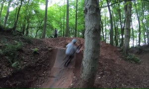 Big Jump Turns Cyclist into Tree Hugger