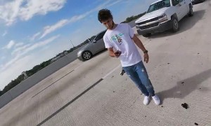 Car Loses Control on Highway Entrance