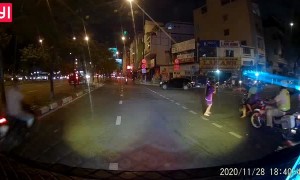 Sleepy Pillion Passenger Falls off Motorbike