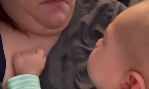 Sleepy Baby Doesn't Approve of Aunt's Baby Fever