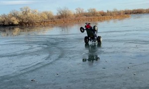 Riding a Go-Cart with Studded Tires on Ice