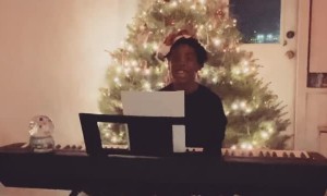 Christmas Tree Interrupts Kid's Virtual Performance for School