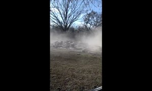 Man Breaks Down Silo Using a Sledgehammer
