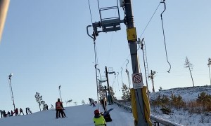 Snowboarder Goes for Uncomfortable Ride