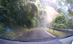 Dashcam Catches Massive Landslide