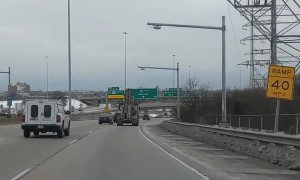 Truck Topples Over After Slamming Into Bridge