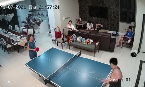 Slippery Hand Sends Table Tennis Bat Flying