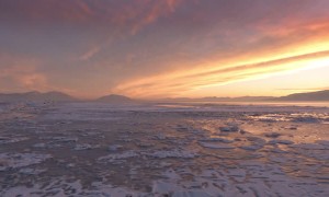 Ice on Utah Lake during Sunset