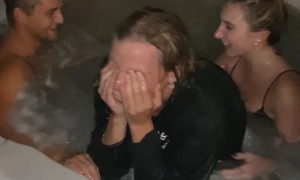 Friends Take Phone and Push Girl into Hot Tub