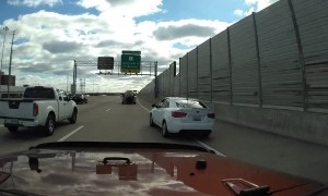 Impatient Car Swerves Through Traffic