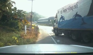 Truck Rolls Backward Down Hill and Hits Car
