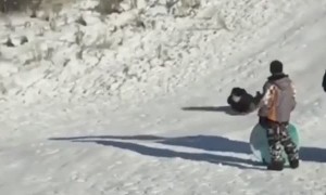 Face Meets Snow in Slow Motion Sledding